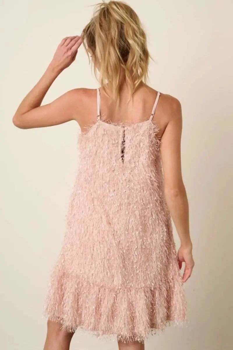 Mittoshop Feather Ruffle Hem Mini Cami Dress for Women - Love Salve